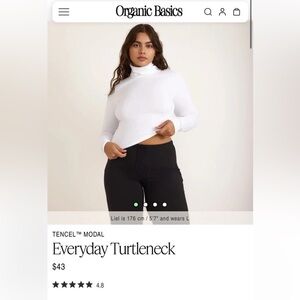 Organic Basics Organic Cotton Everyday Turtleneck Long Sleeve Tee White L